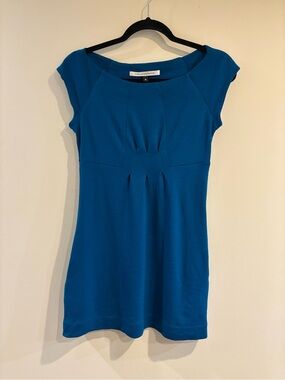 Diane Von Furstenberg Blue Teal Cap-Sleeve Mini Dress